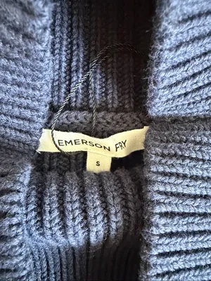 Emerson Fry CAROLYN FUNNEL NECK SWEATER - NAVY COLORBLOCK STRIPE ORGANIC sz S thumbnail 7