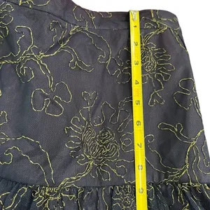 St. Gillian Navy Gold Embroidered Mesh Tiered Midi Skirt Size 6 thumbnail 8