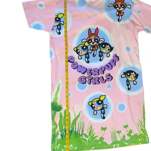 Powerpuff Girls Pink lady Vintage 90s Cotton T-shirt dress Graphic Tee Dress thumbnail 9