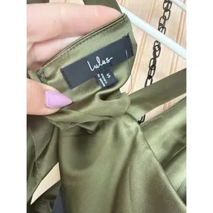 NWT Lulus Unmatched Elegance Olive Satin Sleeveless Midi Dress Cocktail Party S thumbnail 7