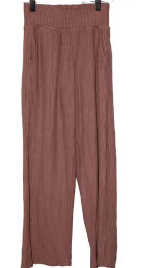Abercrombie & Fitch Brown Tan Ribbed Knit Viscose Elastic Wide Leg Pant Size XXS thumbnail 1