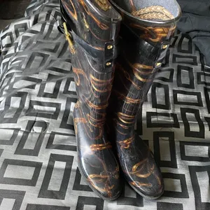 Ralph Lauren Black Gold Chainlink Calf Buckle Pull On boots thumbnail 2