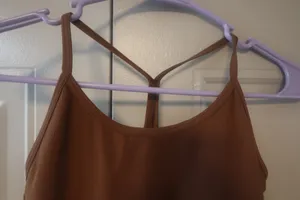 Dalu Fitness active workout ribbed tank top exercise in brown size medium. thumbnail 2