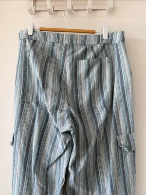 Mango Striped Blue Cargo Pants thumbnail 5