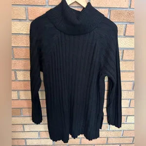 SANCTUARY Ribbed Long Sleeve Turtleneck Knit Sweater Acrylic Black Women’s Large thumbnail 2