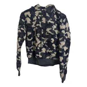 Z by Zella Green‎ Urban Camo Print Faux Shearling Pullover Hoodie Small NEW thumbnail 2