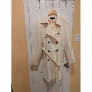 Ann Klein Belted Trench Coat Ivory- Women’s M thumbnail 2