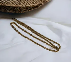 Vintage Gold Thick Rope Chain Necklace thumbnail 2