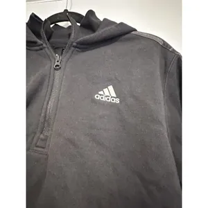 Adidas Athleisure Cropped Quarter Zip Hoodie Sz:M Black Camo Stripe Pullover thumbnail 14