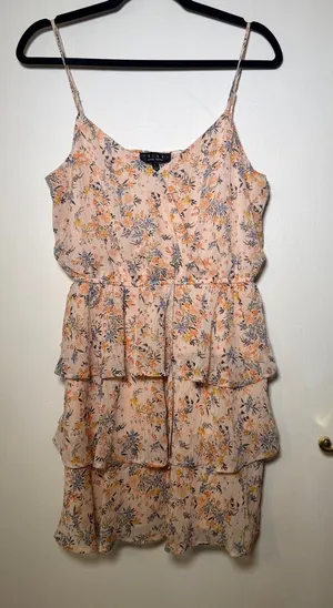 Trixxi Tiered Floral Spaghetti Strap Dress - Peach Floral Large thumbnail 1