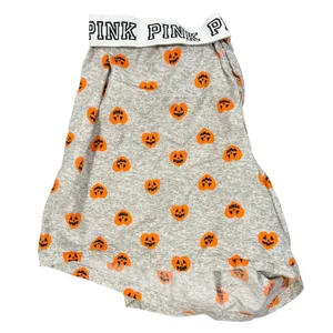 PINK Victorias Secret Pajama Shorts Womens XL Gray Pumpkin Halloween Cotton thumbnail 8