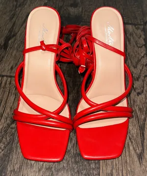 Women's Red Strappy Sandals Size 7.5 thumbnail 1