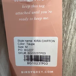 Birdy Grey Kira Chiffon Taupe Convertible One Shoulder Maxi‎ Dress Size Medium thumbnail 4