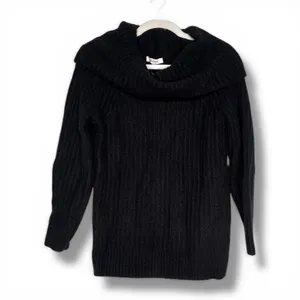 NWT Madewell True Black Cotton-Blend Off-Shoulder Sweater Extra Small XS thumbnail 2