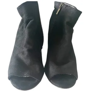 Bamboo•Black Faux Suede•Peep•Toe Ankle Boot•Size 9• 4”Block Heel thumbnail 12