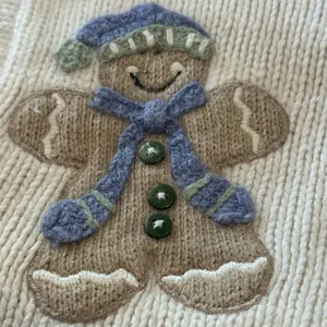 Croft & Barrow Gingerbread Christmas Cardigan Sweater Women’s S Cream 24” Length thumbnail 7