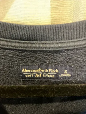 Abercrombie & Fitch Navy Crewneck Sweatshirt with Cream Embroidered Logo thumbnail 2