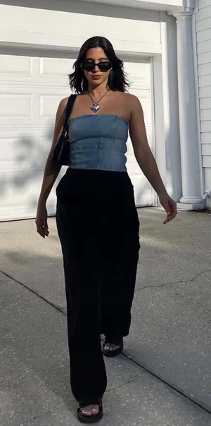 Denim Crop Top ZARA thumbnail 1