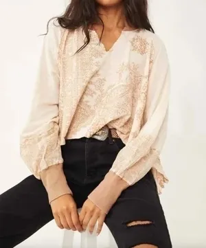 Free People True Perfection High/Low Cotton Blouse in Almond Milk Size Small thumbnail 1