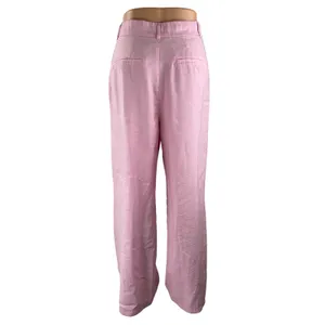 Zara Women's Pink High Waisted Pleated Wide Leg Baggy Trousers Pants Size M thumbnail 4