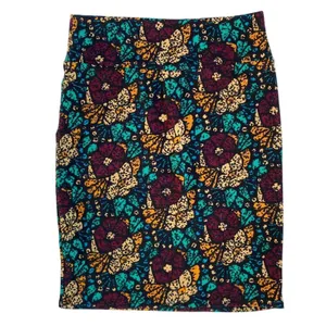 LuLaRoe Pencil Skirt Size‎ L Black Floral Print Stretch Comfortable Women's thumbnail 5