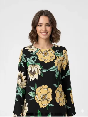 FARM Rio Long Bell Sleeve Mini Dress with Low Tie Back in Tropical Floral Print thumbnail 3