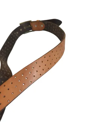100% Leather Brown Belt Perforated Hole Detail Versatile Everyday Luxury thumbnail 9