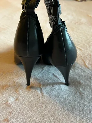 Chinese Laundry vintage black heeled cage boots with grommets size 6.5B goth thumbnail 4