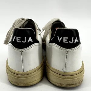 Veja V10 Sneakers Leather Lace Up Low Top Logo Round Toe White Emeraude 9 thumbnail 5