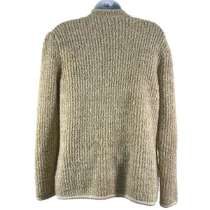 Vintage 80s Adele Joyce Boucle Cardigan Sweater Large Oatmeal Open Front Tan thumbnail 4