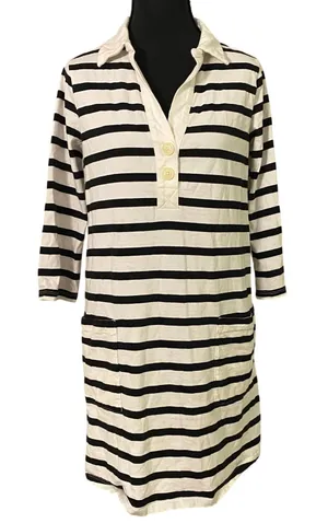 The Nines by HATCH Maternity Dress S Black White Breton Stripe Cotton Polo Prep thumbnail 1
