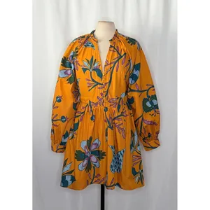 NEW!! Anthropologie LET ME BE Tropical Floral Dress Raglan Long Sleeves Large thumbnail 2
