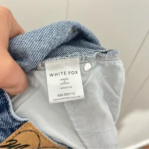 White Fox High Rise Wide Leg Jeans Blue Raw Hem Size M thumbnail 7