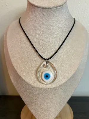 Handmade Clear Evil Eye Necklace  thumbnail 1
