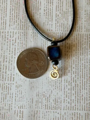 Handmade cube ceramic swirl chic boho retro vintage style necklace💙 thumbnail 5