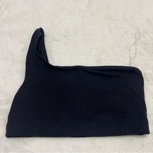 Black one shoulder lululemon sports bra thumbnail 1