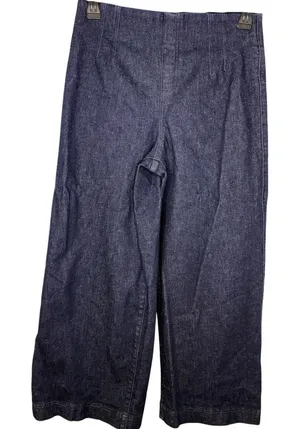 SPANX High-Waisted Pull-On Wide Leg Denim Jeans Pants Size Large Dark Wash thumbnail 1