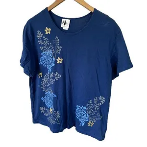 Island Girl Hawaii Women's Hand Painted Stenciled Hawaiian Tropical T-Shirt M thumbnail 1