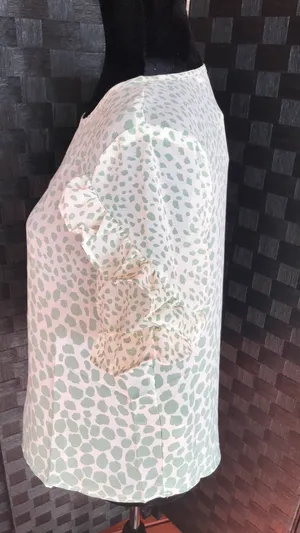 Available by Angela Fashion Ivory Green Ruffle Sleeve Top thumbnail 4