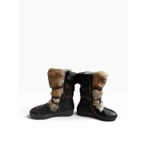Manas Rabbit Fur Leather Winter‎ Boots 36 Black Après Ski Luxury Boho Gorpcore thumbnail 5