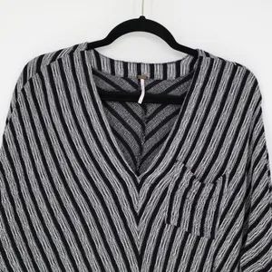 Free People‎ Morning Black White Stripe Small V Neck Dolman Tie Sleeve Top Boho thumbnail 2