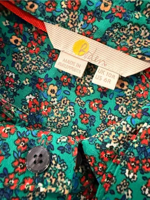 Boden Size 6 Green Floral Button Front Silk Shirt Blouse Green Ditsy Print thumbnail 8