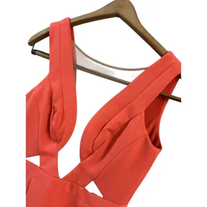 BCBGMAXAZRIA Women Coral‎ Deep V-Neck Cutout Sleeveless Maxi Gown Dress Size 0 thumbnail 4