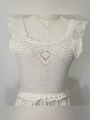 Zara Crochet Eyelet Midi Dress Cream XS Beachy Boho Cottagecore Vacay Hippie thumbnail 8