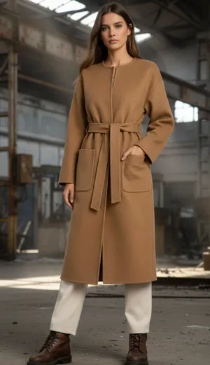 NWOT Ann Taylor LOFT Belted Pocket Wrap Long Coat Jacket Perfect Camel Size XS/S thumbnail 1