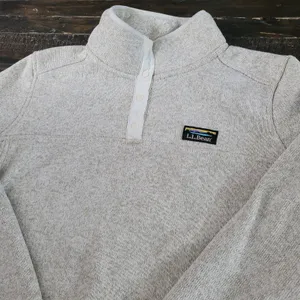 L.L.Bean Women’s XL Sweater Fleece Quarter Button Pullover Gray Cozy Outdoor thumbnail 2