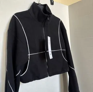 Alo Yoga Polar Fleece Game Time Full Zip Jacket Black Athletic small thumbnail 2