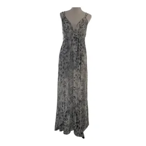 She + Sky Women Size-L Gray White Maxi Dress Snake V Neck‎ Summer thumbnail 3