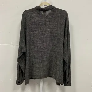 Eileen Fisher Italian Fabric Linen Blend Button Down Shirt Grey Lg Lagenlook thumbnail 2