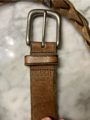 Fossil Braided Tan Leather Belt with Silver Buckle thumbnail 3